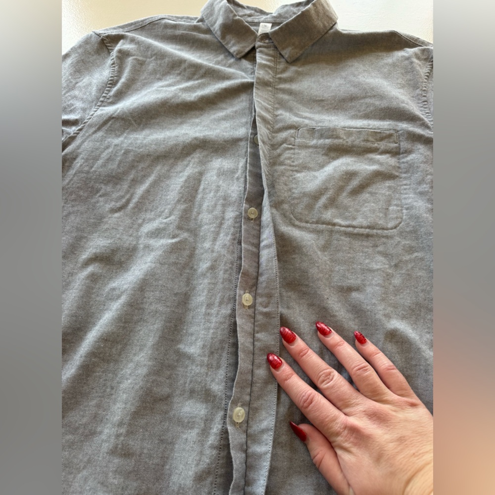 Lululemon On Time Short Sleeve Button Down Men’s Large Grey Lycra Lightweight L - Picture 5 of 9